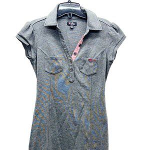 Guess Y2K Front Pocket Collared Women's Midi Dress Grey - Size Small